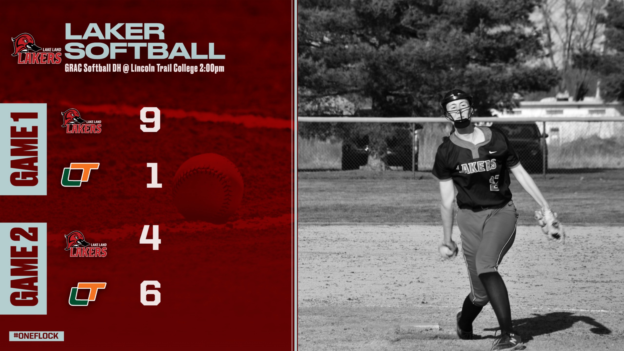 Lakers move to 32-10 on the season with their split today with Lincoln Trail College.